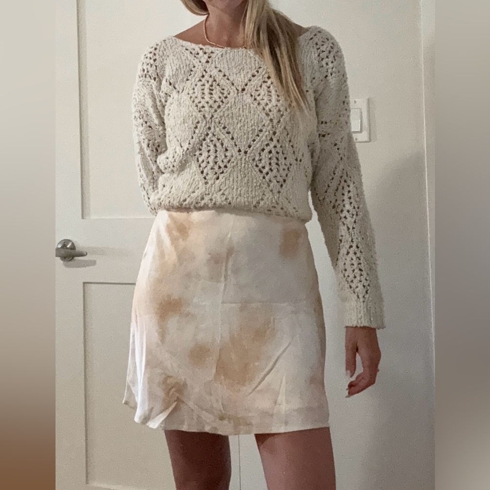 Frank & oak Elegant Cream and Tan Women's silky Skirt